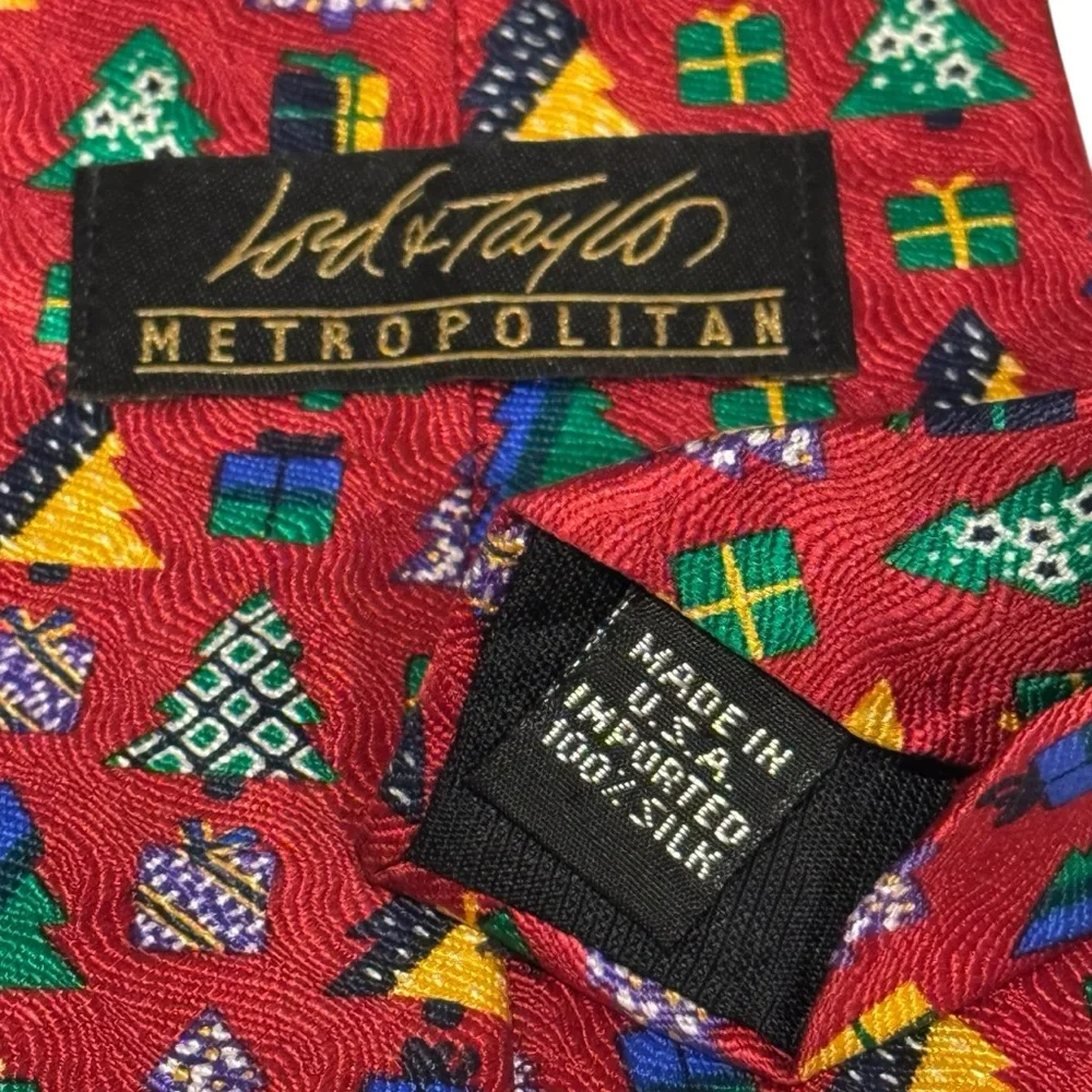 Lord & Taylor 3 100% silk men’s ties Christmas holiday stockings ornaments trees